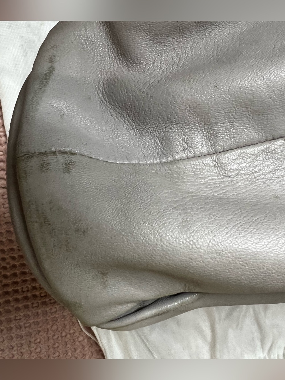 CHRISTIAN DIOR LIBERTINE HOBO PEARL GRAY PLEATED LAMBSKIN LEATHER - Picture 12 of 16